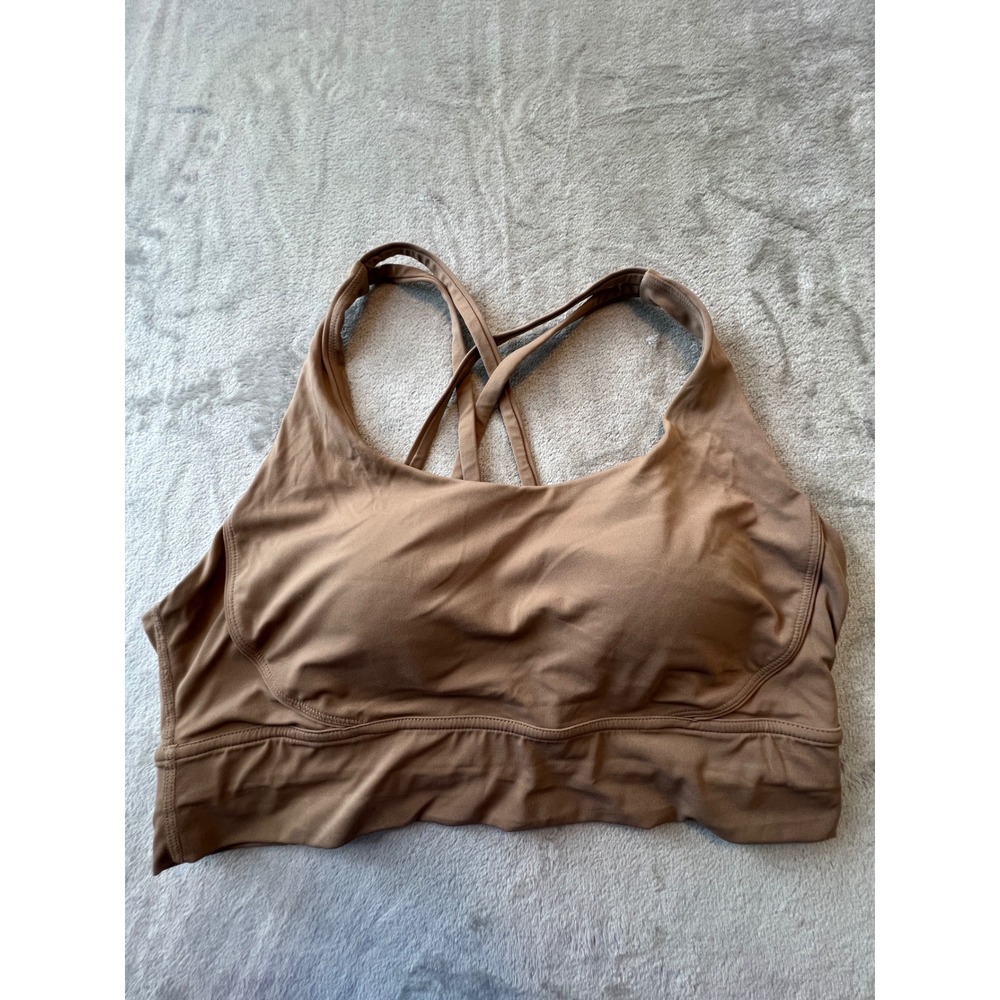 Alo Yoga Sports Bra Women XL Brown Crisscross Strappy Padded Activewear
